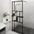 Mampara ducha con estante vidrio ESG y aluminio negro 80x195