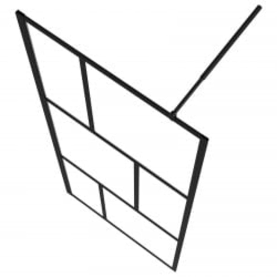 Mampara ducha con estante vidrio ESG y aluminio negro 80x195