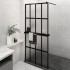 Mampara ducha con estante vidrio ESG y aluminio negro