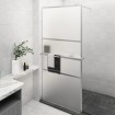 Mampara ducha con estante vidrio ESG aluminio cromado 90x195 cm