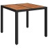 Mesa de jardín superficie de madera ratán PE negro 90x90x75