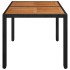 Mesa de jardín superficie de madera ratán PE negro 90x90x75