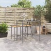 Mesa alta bar con superficie vidrio ratán PE gris 110x70x110 cm