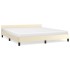Estructura de cama con cabecero sin colchón crema 180x200