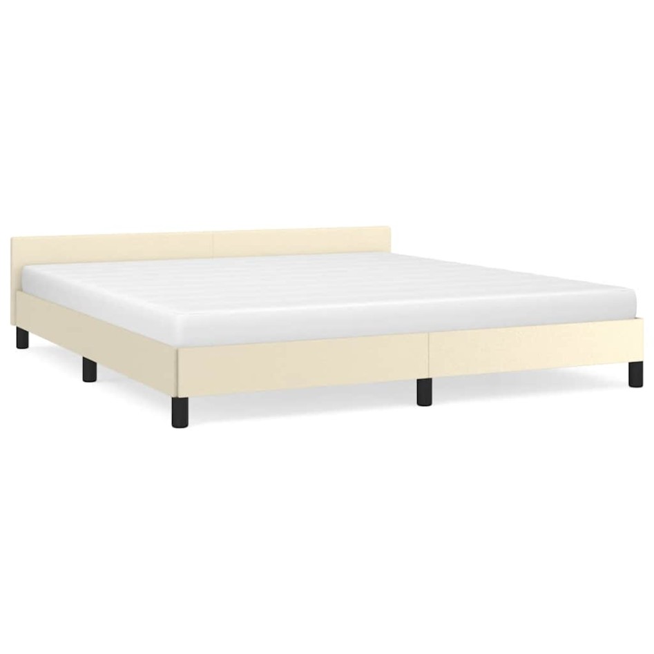 Estructura de cama con cabecero sin colchón crema 180x200