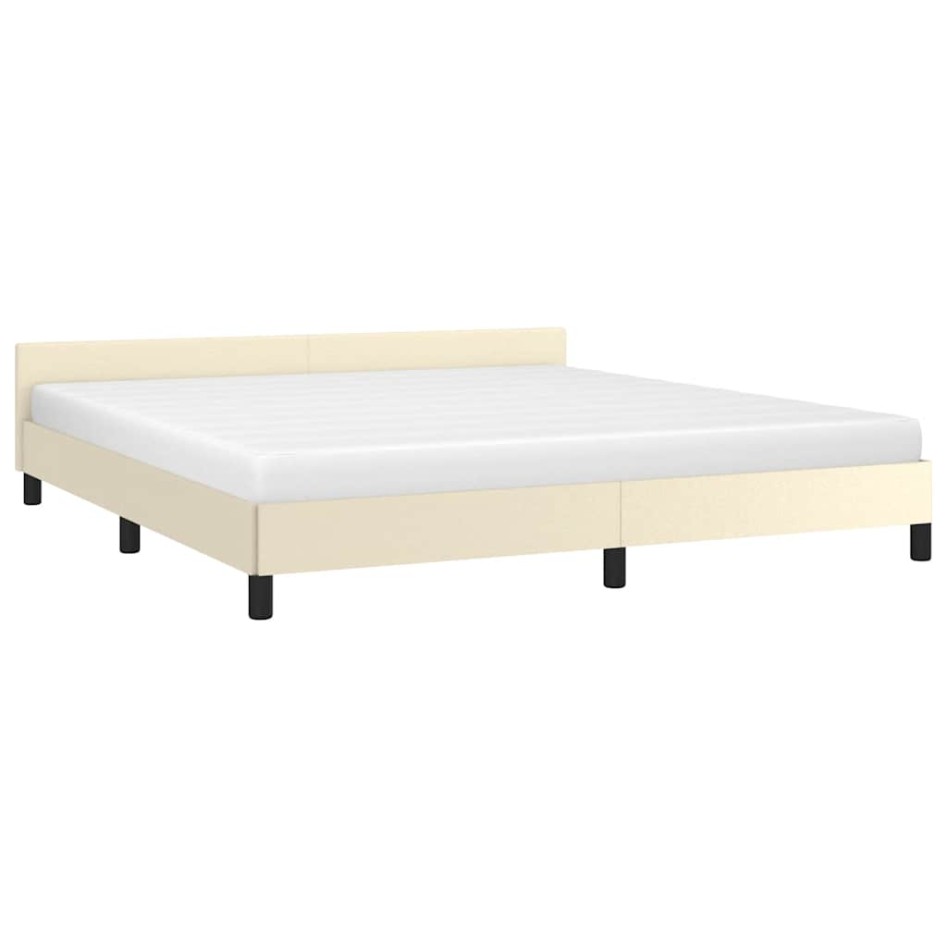 Estructura de cama con cabecero sin colchón crema 180x200