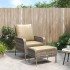 Sillón de jardín con reposapiés ratán sintético marrón
