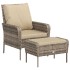 Sillón de jardín con reposapiés ratán sintético marrón
