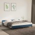 Estructura de cama sin colchón terciopelo azul oscuro