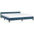 Estructura de cama sin colchón terciopelo azul oscuro