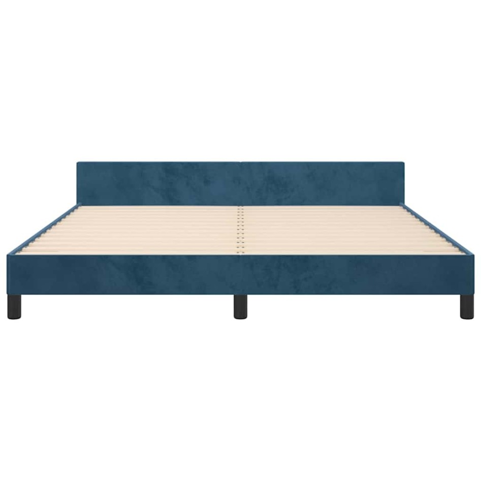Estructura de cama sin colchón terciopelo azul oscuro