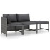 Set de muebles de jardín 3 pzas y cojines ratán sintético