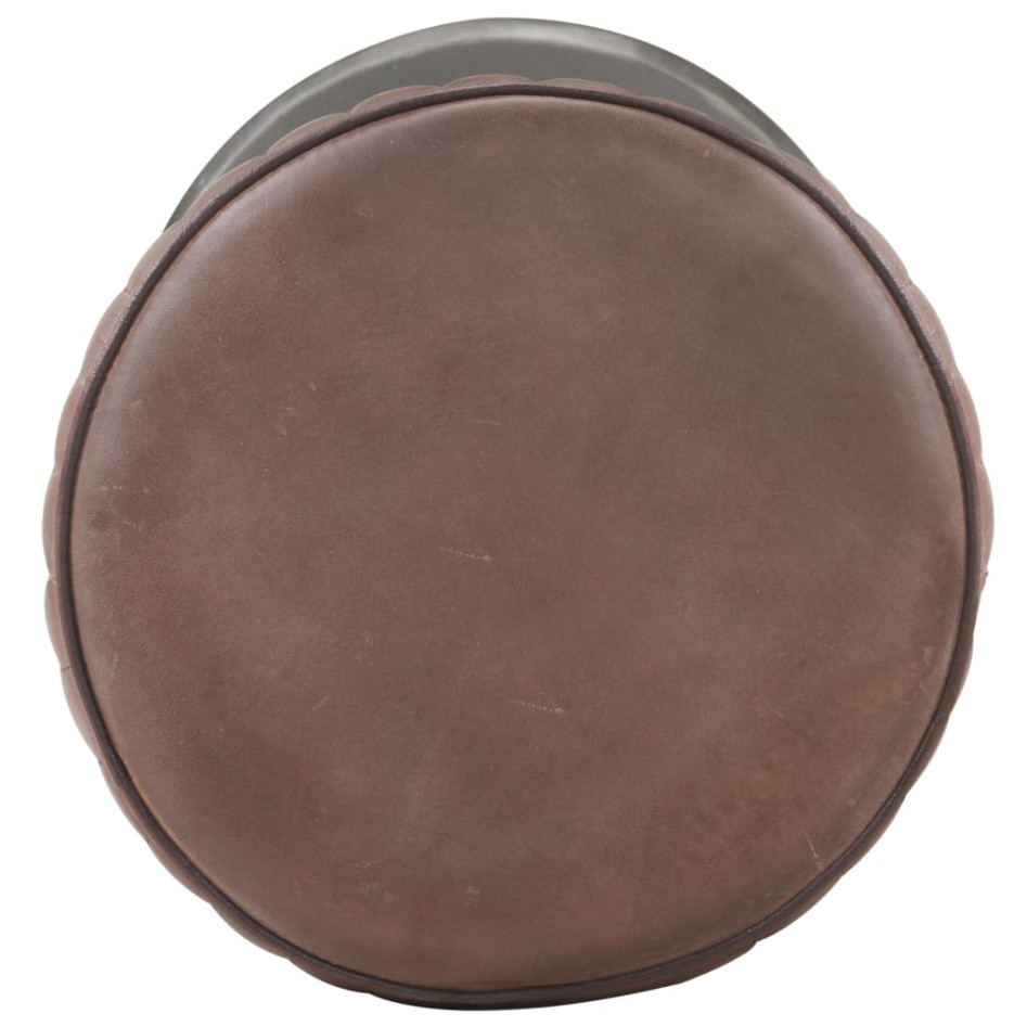 Taburete de cocina de cuero auténtico marrón