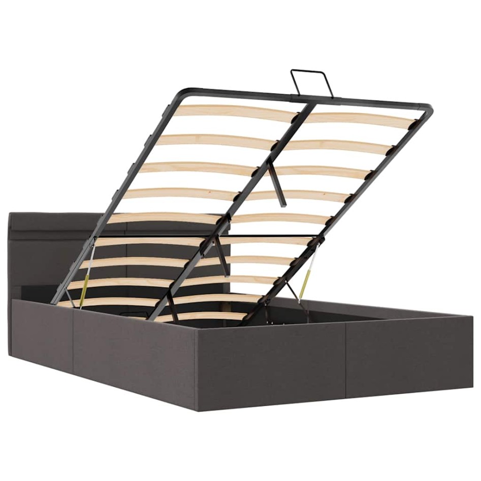 Cama canapé hidráulica de almacenaje sin colchón gris