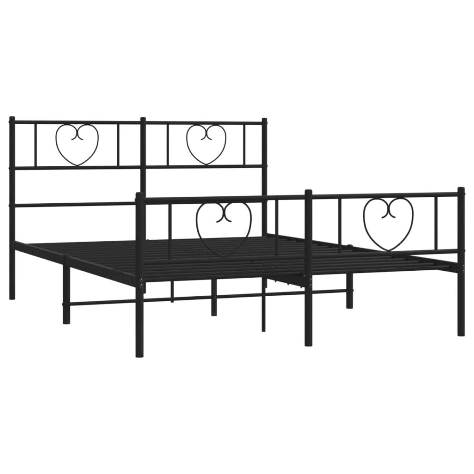 Estructura cama sin colchón con estribo metal negro 140x190