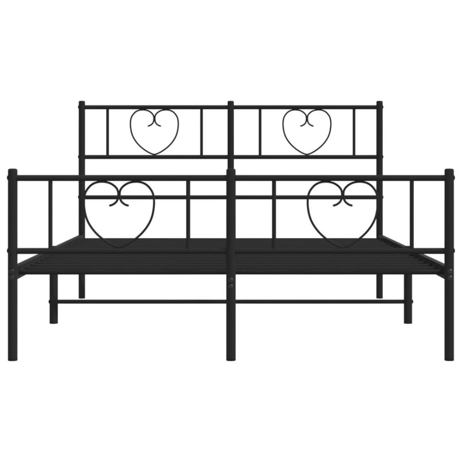 Estructura cama sin colchón con estribo metal negro 140x190