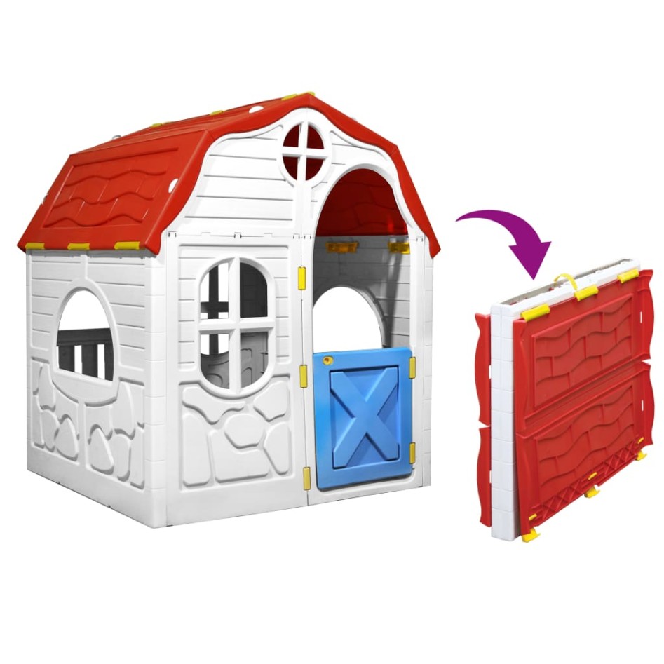 Casita de juegos plegable para niños con puertas y