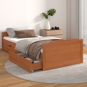Estructura cama sin colchón madera pino marrón miel 90x200