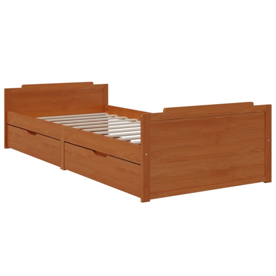 Estructura cama sin colchón madera pino marrón miel 90x200