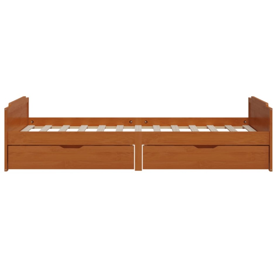 Estructura cama sin colchón madera pino marrón miel 90x200