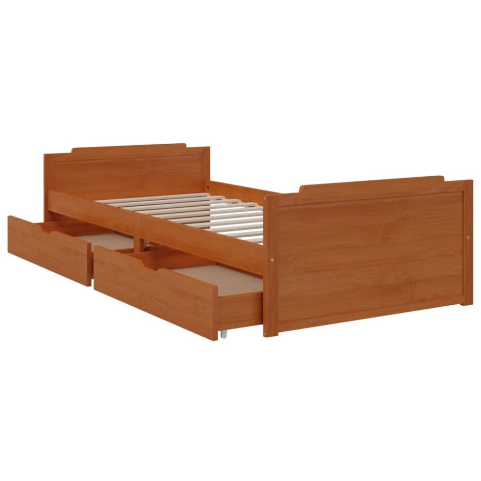 Estructura cama sin colchón madera pino marrón miel 90x200