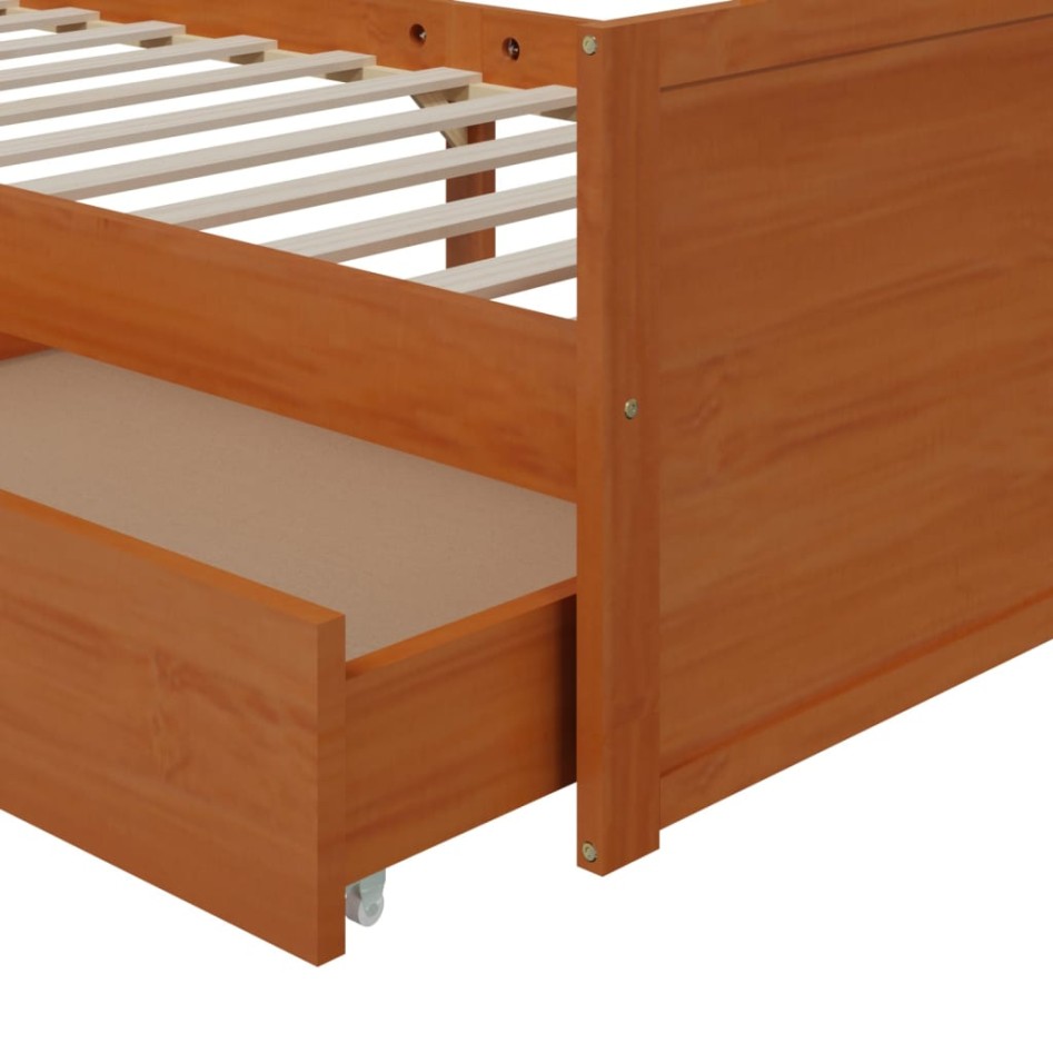Estructura cama sin colchón madera pino marrón miel 90x200