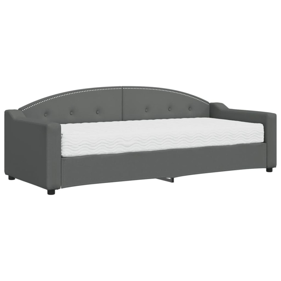 Sofá cama con colchón tela gris oscuro 80x200