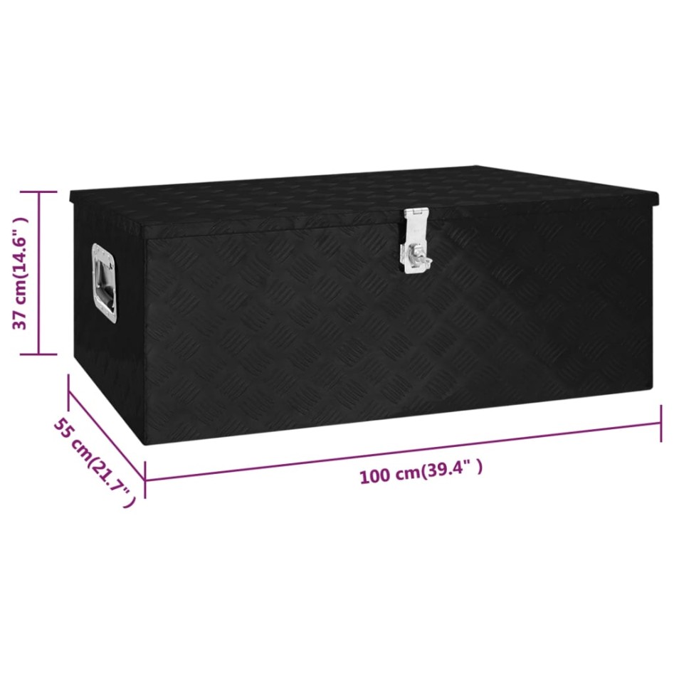 Caja de almacenaje de aluminio negro 100x55x37