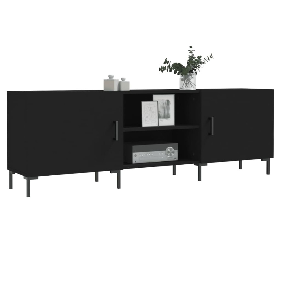 Mueble para TV madera de ingeniería negro 150x30x50