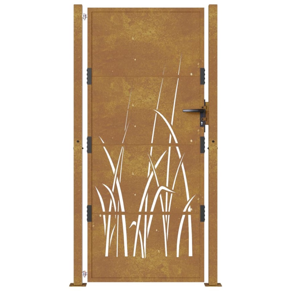 Puerta de jardín acero corten diseño hierba 105x180
