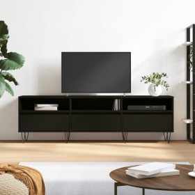 Mueble de TV madera contrachapada negro 150x30x44,5