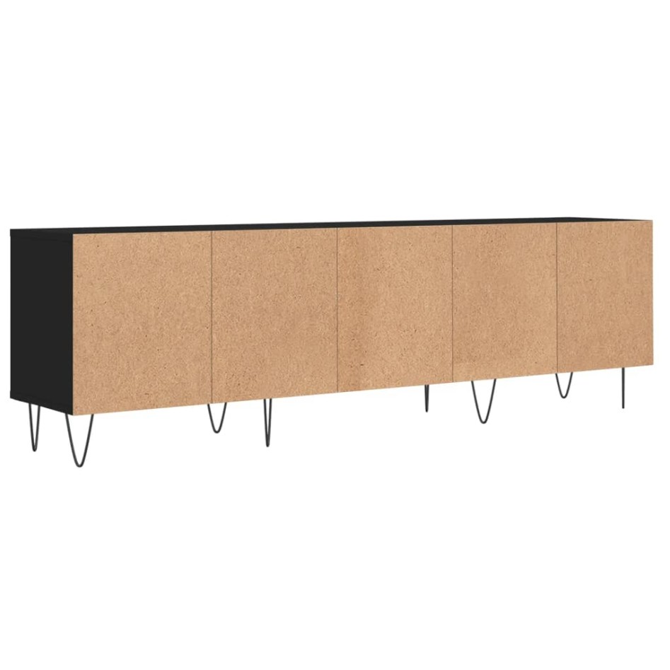 Mueble de TV madera contrachapada negro 150x30x44,5