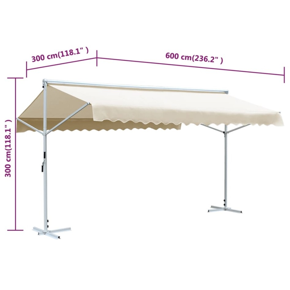 Toldo de pie independiente color crema 600x300