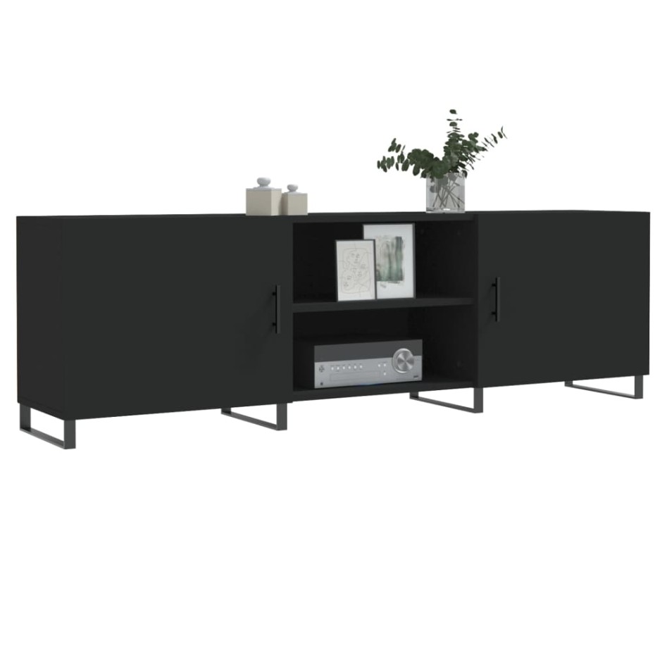 Mueble para TV madera de ingeniería negro 150x30x50