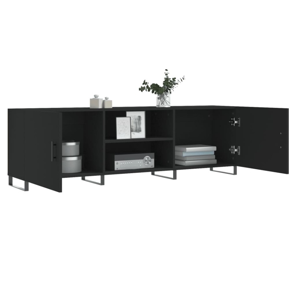 Mueble para TV madera de ingeniería negro 150x30x50