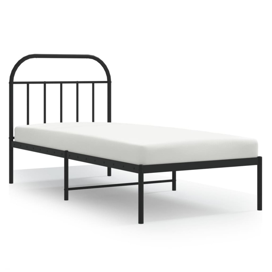 Estructura cama sin colchón con cabecero metal negro 90x200