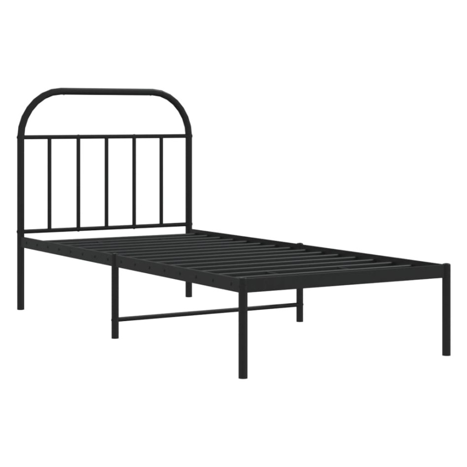Estructura cama sin colchón con cabecero metal negro 90x200