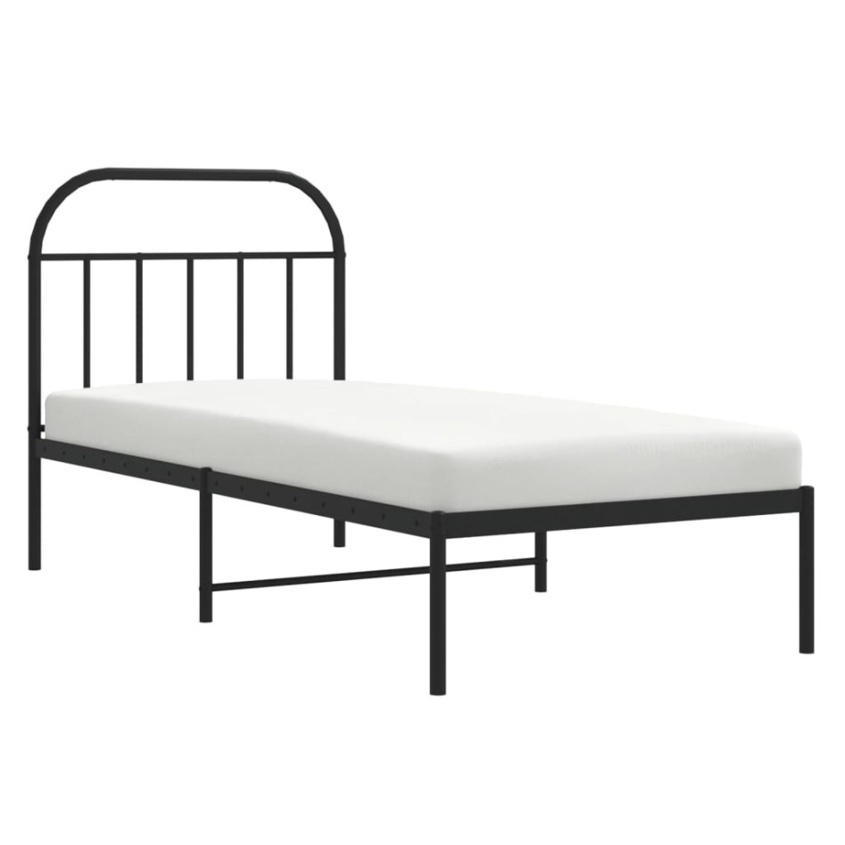 Estructura cama sin colchón con cabecero metal negro 90x200