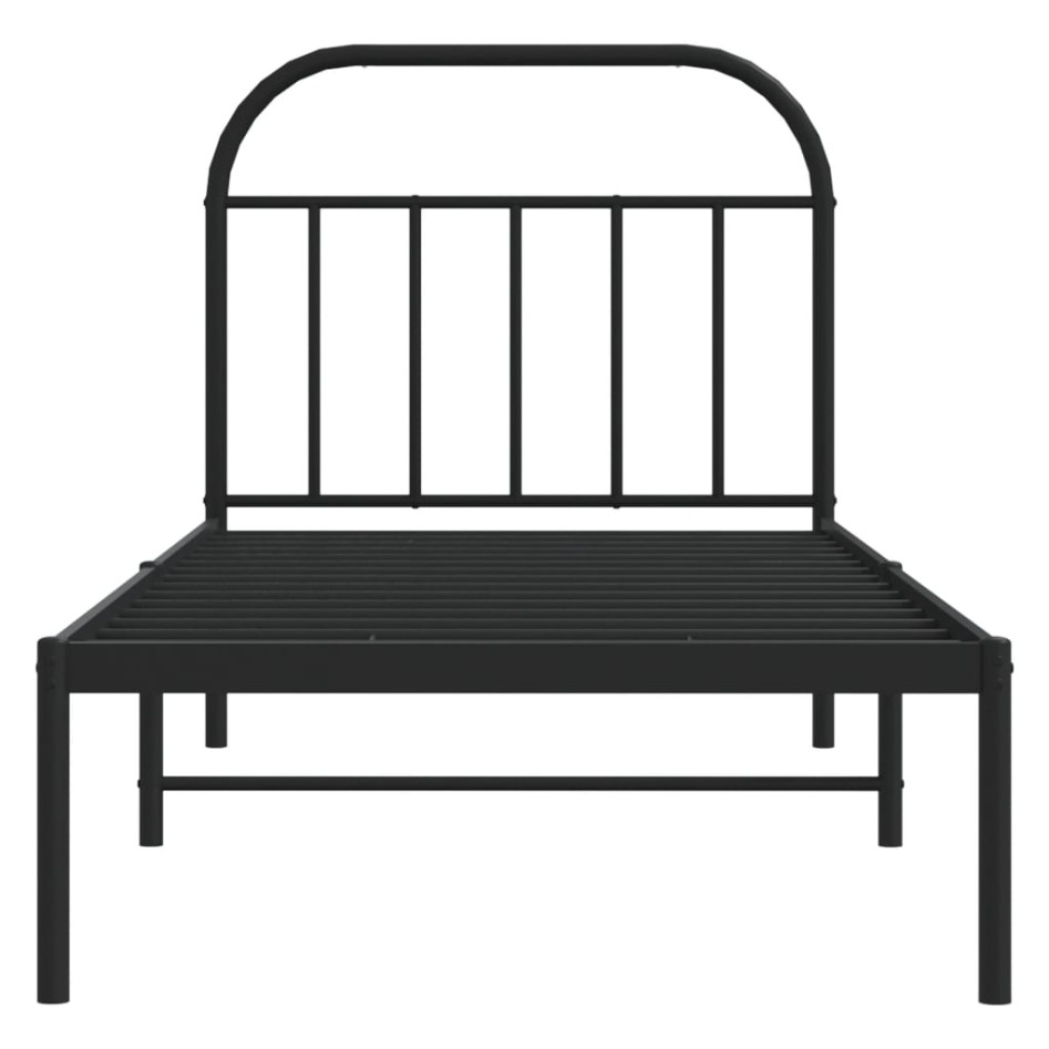 Estructura cama sin colchón con cabecero metal negro 90x200