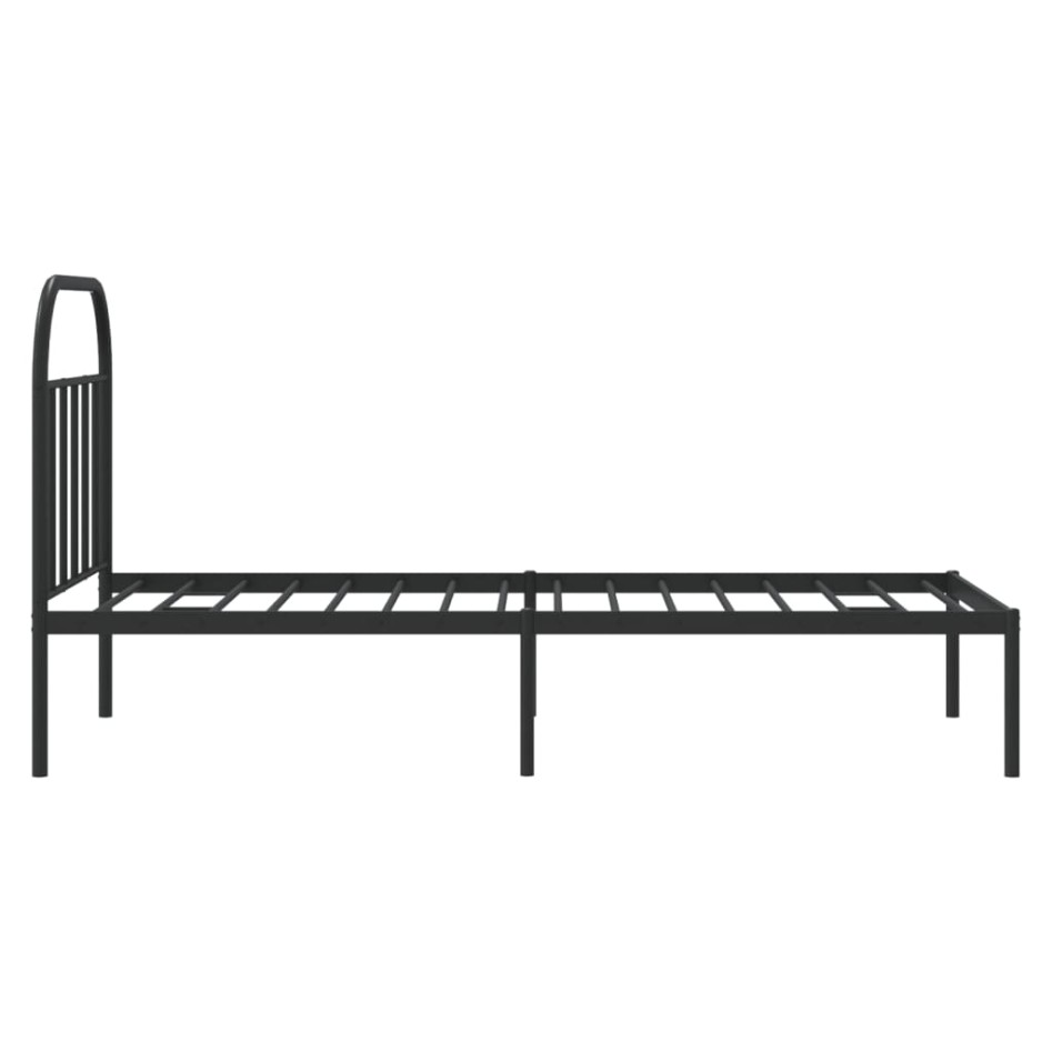 Estructura cama sin colchón con cabecero metal negro 90x200