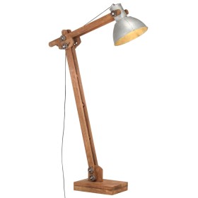 Lámpara de pie madera maciza de mango plateada