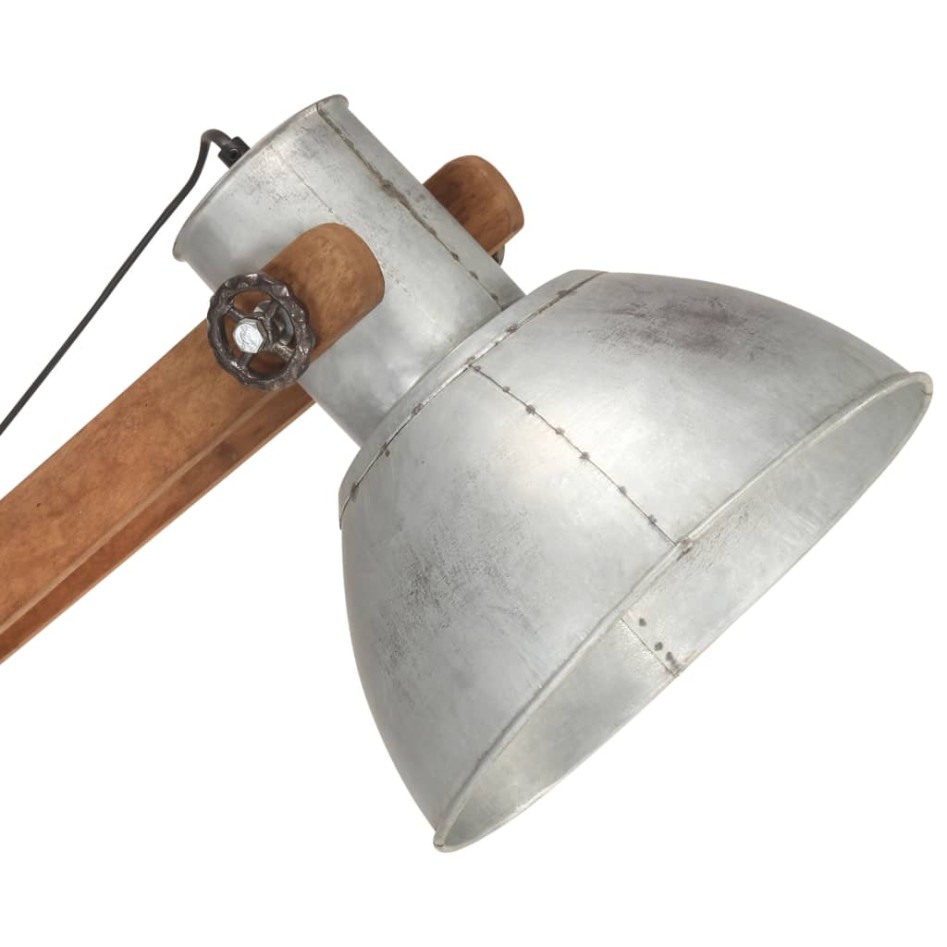 Lámpara de pie madera maciza de mango plateada