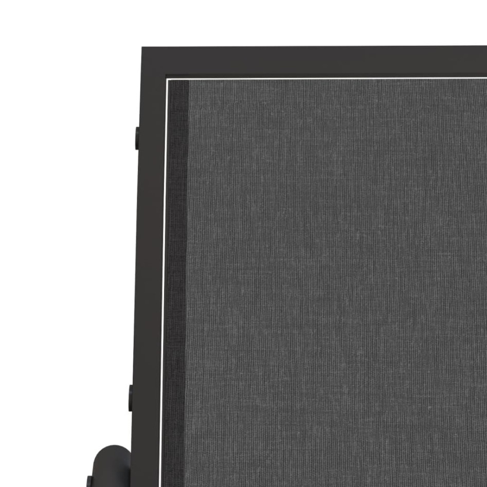 Banco mecedora jardín acero y textilene negro 120,5x76x86,5