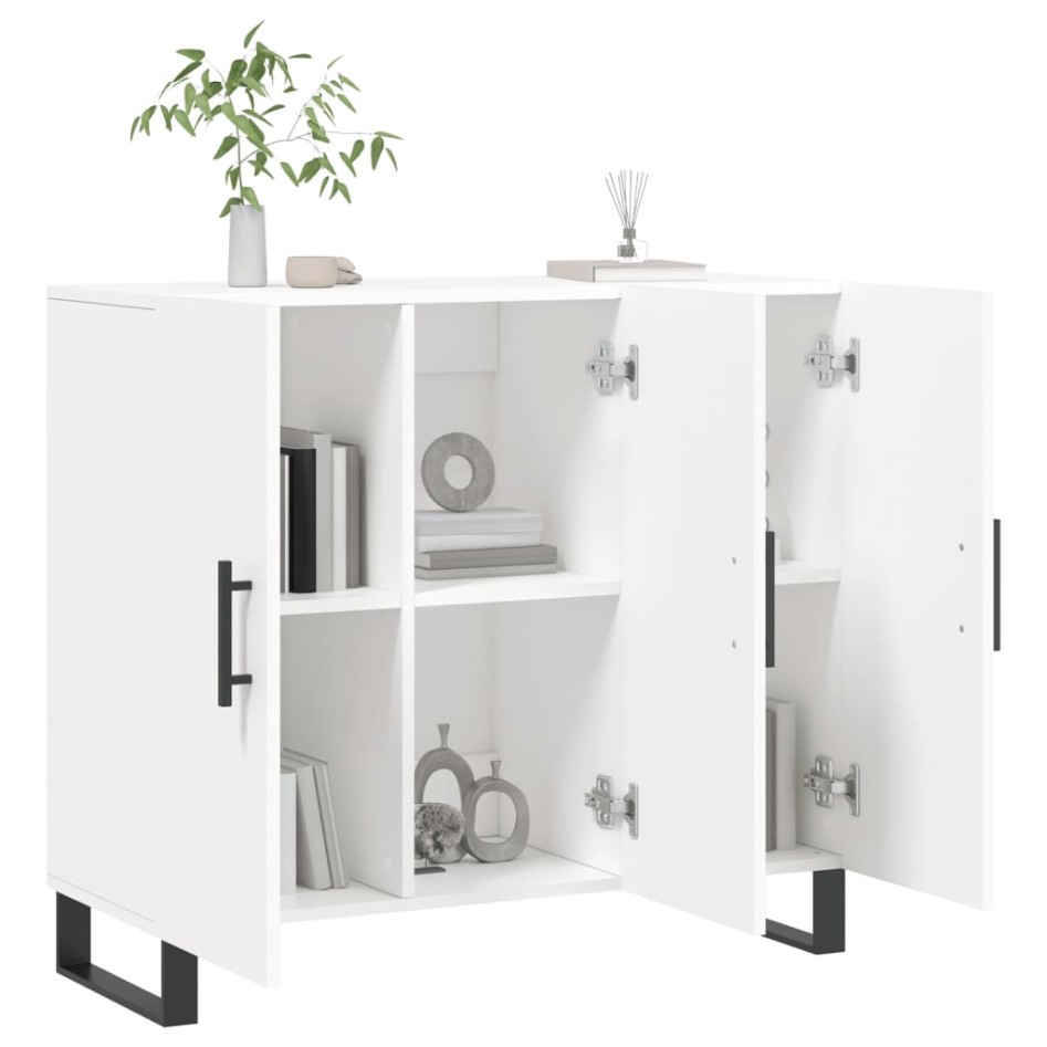 Aparador de madera de ingeniería blanco 90x34x80