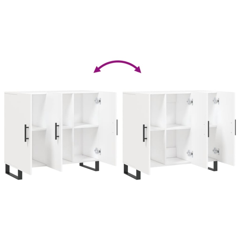 Aparador de madera de ingeniería blanco 90x34x80