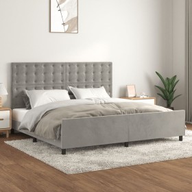 Estructura de cama sin colchón terciopelo gris claro 200x200