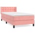 Cama box spring con colchón terciopelo rosa 80x200