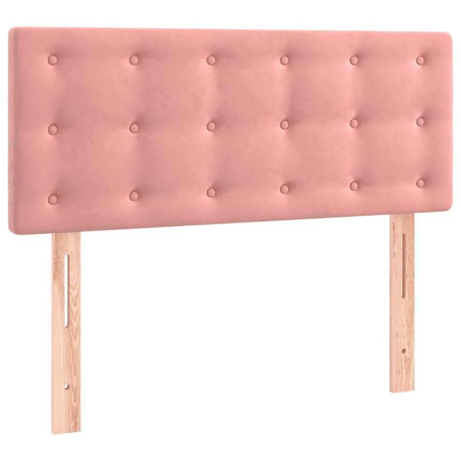 Cama box spring con colchón terciopelo rosa 80x200