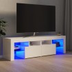 Mueble de TV con luces LED blanco brillante 140x36,5x40 cm