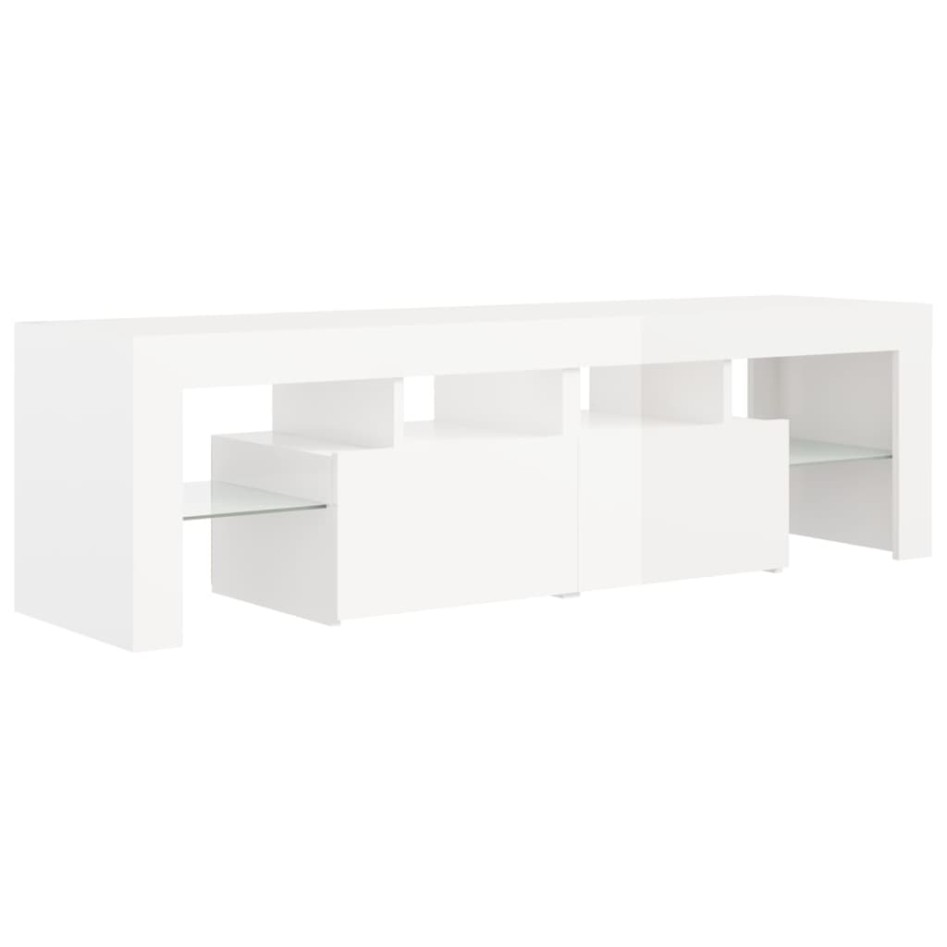 Mueble de TV con luces LED blanco brillante 140x36,5x40